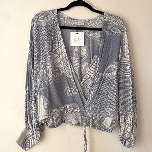 Brand New cropped paisley wrap blouse